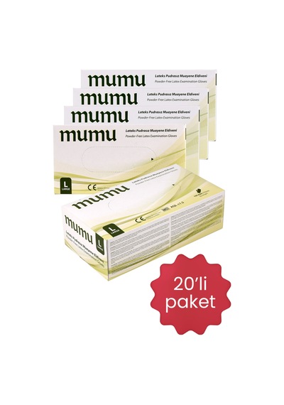 Mumu Pudrasız Lateks Muayene Eldiveni 20 x 100 Adet