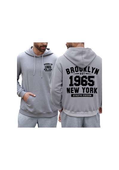 Startmore Startmorebrooklyn 1965 New York Baskılar Erkek Sonbahar Hoody Cep Rahat Kapüşonlular Çok Renkli Polar Gri