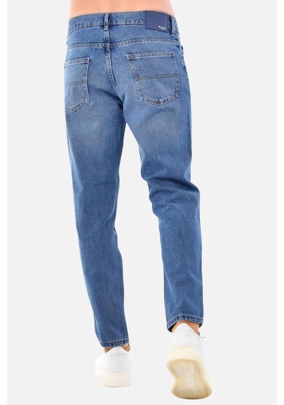 Cedy Denim Erkek Yüksek Bel Mom Jean Dar Paça Likralı Pantolon C333 Mavi