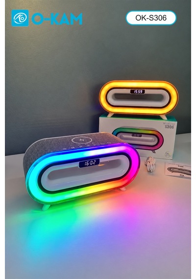O-kam Ok-s306 Bluetooth Rgb Saatli Kablosuz Şarjlı Hoparlör