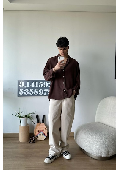 Chill Cozy Relax Fit Kahverengi Gömlek-kahverengi Kahverengi