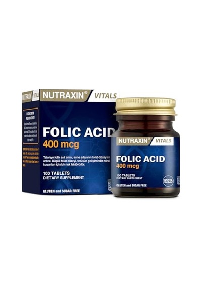 Nutraxin Vitals Folic Acid 400 Mcg 100 Tablet Takviye Edici Gıda