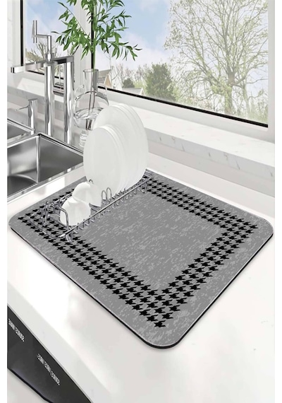 Gri Kazayağı Microfiber Bulaşık Kurutma Kurulama Matı Mm005
