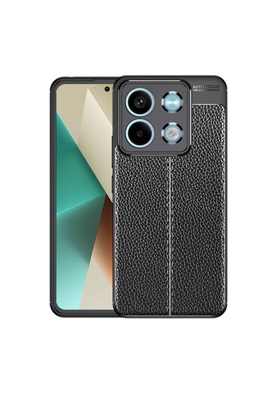 Xiaomi Redmi Note 13 5g Kılıf Deri Görünümlü Silikon Kamera Korumalı Üstün Koruma Kurtiletisim Siyah