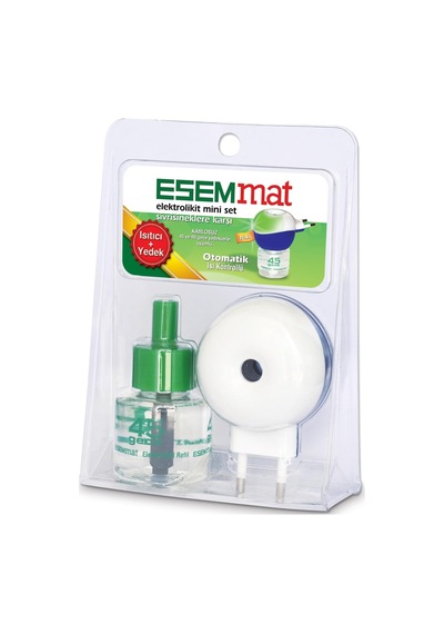 Esemmat Elektrolikit Mini Set Isıtıcı + Likit, Sivrisineklere Karşı Etkili Açık Gri - Füme
