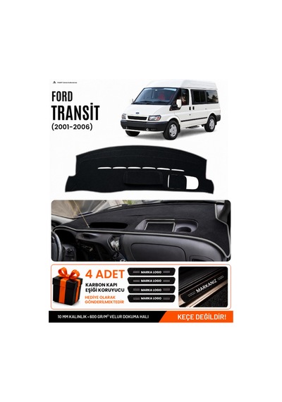 Ford Transit 2001-2006 Uyumlu Torpido Koruma, Torpido Örtüsü, Torpido Kılıfı - Siyah Gri