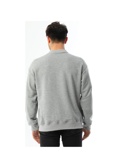 Kallima Gri Oversize 3 İplik Bisiklet Yaka Erkek Sweatshirt Gri