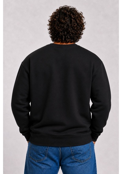 Starbattal Erkek Büyük Beden Sıfır Yaka 3ip Sweat Black 24202 Sıyah-2856 Siyah