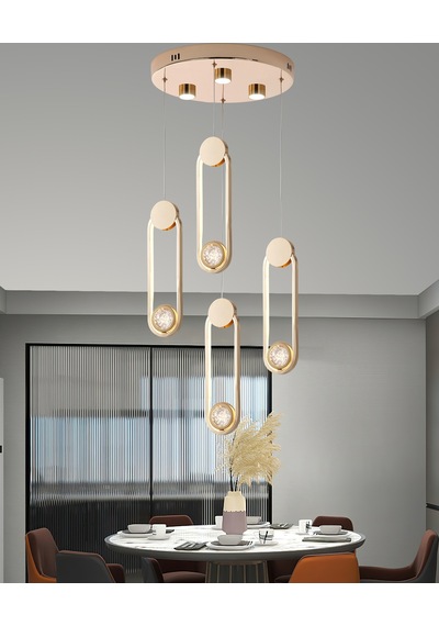 Beckett 4'lü Kristal Top Başlıklı Gold Sarkıt Led Avize Gold