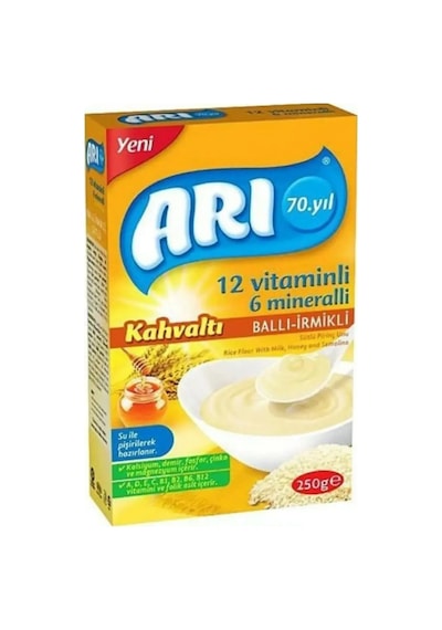 Arı 12 Vitaminli 6 Mineralli Sütlü + Sütlü Muzlu  + Ballı İrmikli Kahvaltı + 7 Tahıllı Gece Pirinç Unu 250 G