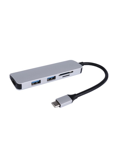 Smartgift 5 Port USB Hub Type-C girişli HDMI Çoklayıcı Adaptör Gri