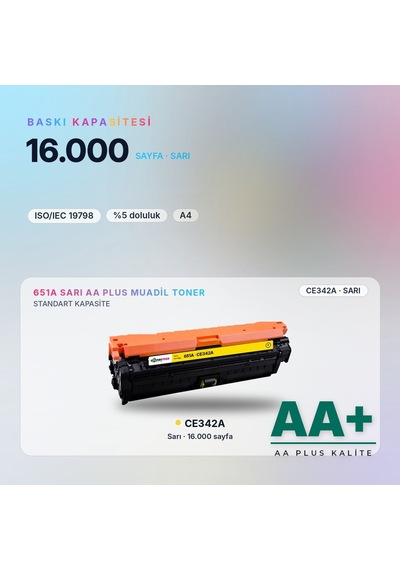 Hp 651a Ce342a Sarı Uyumlu Toner Aa Plus / Laserjet Enterprise 700 Color Mfp M775