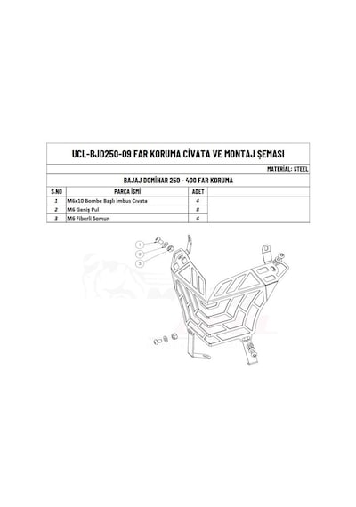 Moto Üçel Bajaj Dominar 250 Ve Dominar 400 Uyumlu Far Koruma