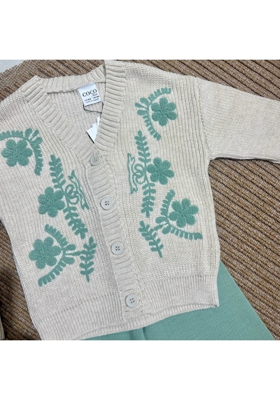 Noble Kids Kız Çocuk Triko Hırka Ve Pantolon Takım Yeşil
