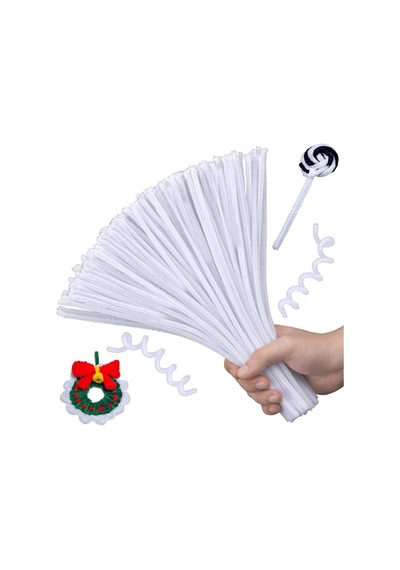 150 Adet Mavi, Beyaz, Açık Mavi Renkli Şönil , Çiçek Yapım Seti, Tüylü Tel, 30 Cm, Peluş Tel