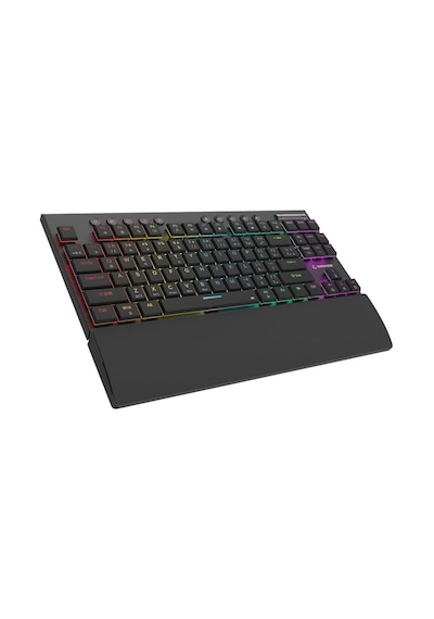 Rampage Beru Siyah 2.4g + Bt Wireless Red Swıtch Mekanik Gaming Oyuncu Klavye Slim Low Profile Rgb Tkl