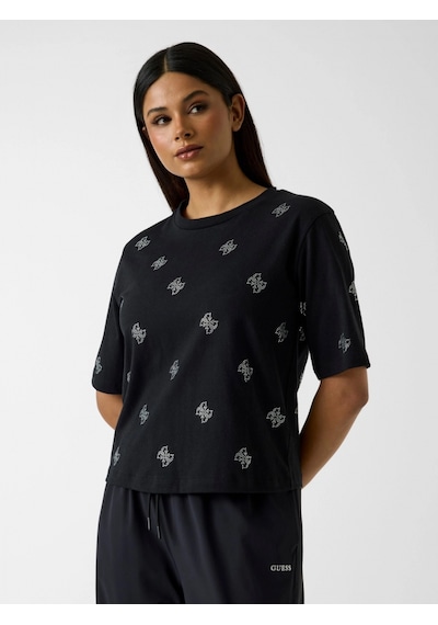Guess Silvy Boxy Fit Kadın Siyah T-shirt V6gı18k2985-jblk