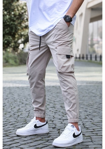 Madmext Bej Kargo Cep Erkek Jogger Pantolon 5461 Bej
