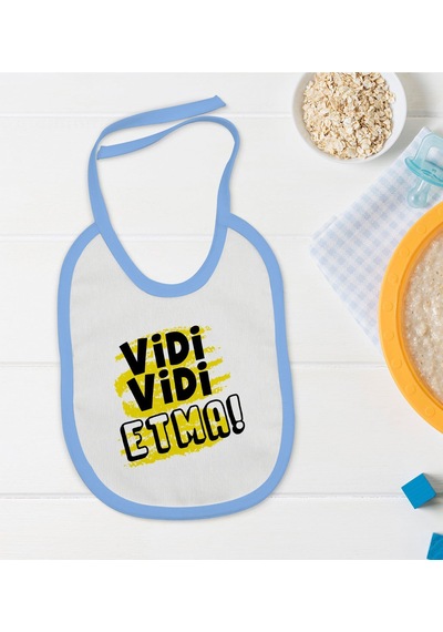 BK Kids Vidi Vidi Etma Tasarımlı Mavi Bebek Mama Önlüğü-1