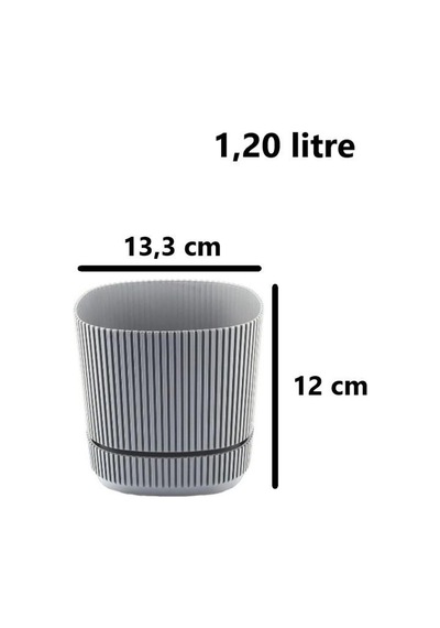 Omnipazar Krs-242 Pera Kare Dekoratif Kaktus Sukulent Saksı 1,20 Litre No 2 Gri