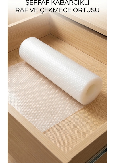 Şeffaf Pvc Raf Ve Dolap İçi Kaydırmaz Koruyucu Örtü 45x300 Cm