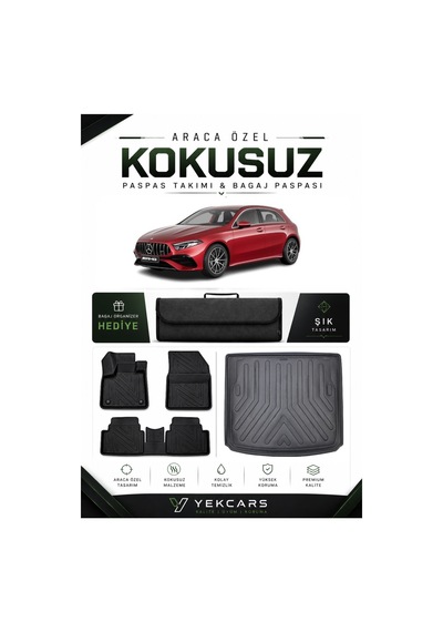 Mercedes W177 Hatchback 2019 Model Aracınıza Özel 4d Kauçuk Paspas Takımı Ve Cepsiz Bagaj Havuzu