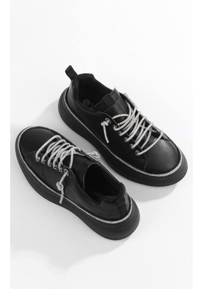 Paris Siyah Taşlı Ve Şık Tasarım Günlük Sneaker Mh2456-1-siyah Siyah