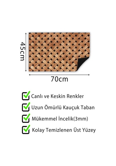 Hasır Baskılı Kapı Önü Paspası Dekoratif Kapı Paspası Dış Mekân Paspas Ev İçi Paspası 45x70cm Çok Renkli