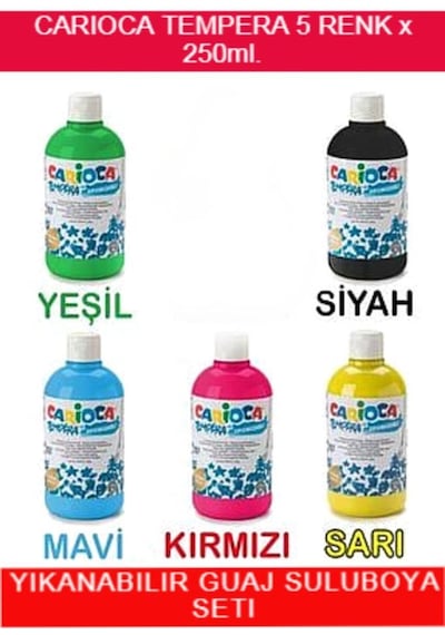 Carioca Tempera Süper Yıkanabilir Guaj - Sulu Boya Seti 5 Renk x N11.155