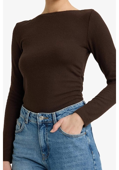 Defacto Slim Fit Dar Kesim Yarım Balıkçı Yaka Uzun Kollu Tişört G7809ax25wnbn340 Kahve-bn340