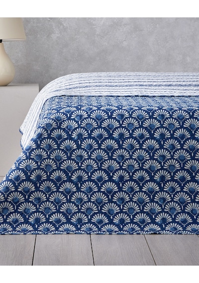 English Home Aquatic Flowers King Size Çok Amaçlı Örtü 240x220 Cm Lacivert Lacivert
