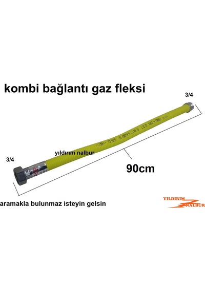 Kombi Fleksi 90cm Kombi Borusu Sprali Sarı Doğalgaz Hortumu Uzun