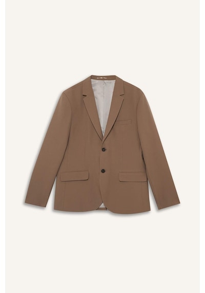 Defacto Slim Fit Dar Kesim Twill Düğmeli Blazer Ceket F7232ax25aubg404 Bej