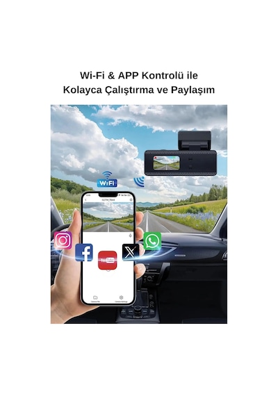 Bagajon Castu C9 Dash Cam 4k Ultra Hd Araç Kamerası Kaza Güvenlik Kamerası Wifi & App Destekli Video Kaydedici