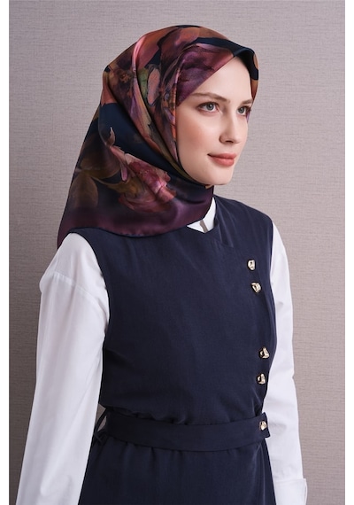 Armine Sura İpek Eşarp 2026-2027 - Sonbahar Kış-asm9611 Lacivert-mürdüm