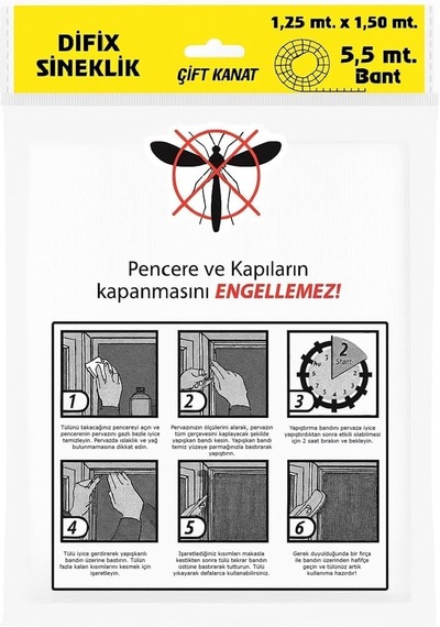 Tak Çıkar Çift Kanat Sineklik Pratik Sinek Koruyucu 150x130 Cm 130x150