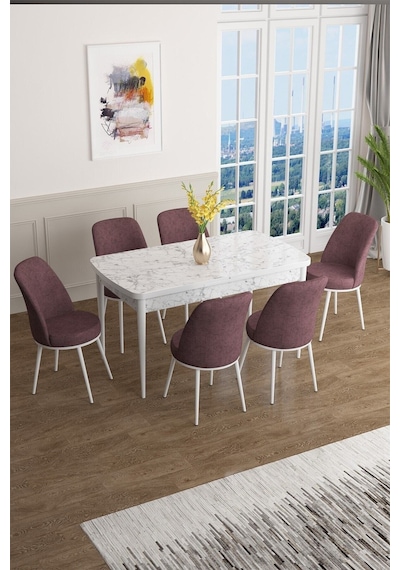 Canisa Concept Han Serisi 70x114 Açılabilir Mdf Mutfak Masası Takımı Beyaz Mermer Desen Masa 6 Gül Kurusu Sandalye Masa Beyaz Mermer Sandalyeler Gülkurusu Canisa Concept Han Serisi 70x114 Açılabilir Mdf Mutfak Masası Takımı Beyaz Mermer Desen Masa 6 Gül Kurusu Sandalye Masa Beyaz Mermer Sandalyeler Gülkurusu