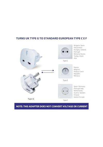 Kyrotech İngiltere Den Ab Ye Seyahat Adaptörü, Uk G Tip 3 Pin Den Avrupa E/f Tipi 2 Pin Priz Dö