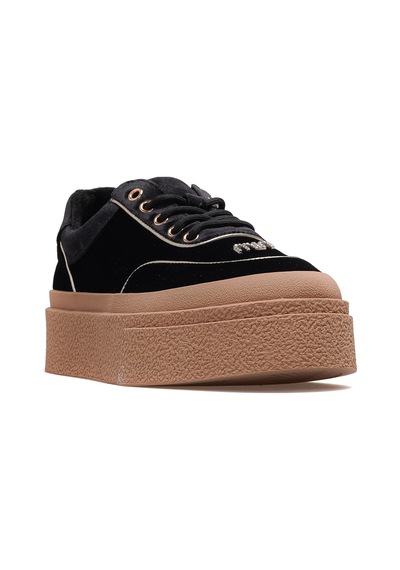 Guja Kadın Deri Sneaker Ayakkabı 25k 25k330 Z Siyah Süet Siyah Süet