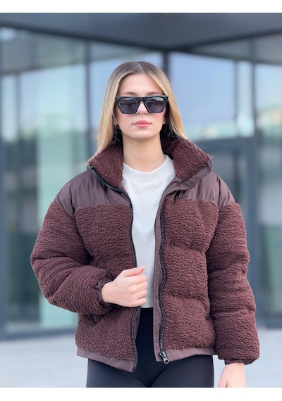 Kadın Kürklü Peluş Mont Çok Renkli