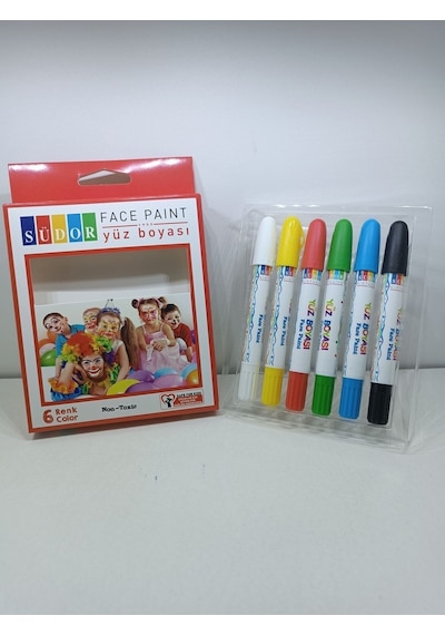 Yüz Boyası / Yüz Boyama Kalemi / Palyaço Kalemi - 6 Renk 6 Renk