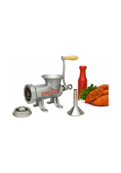 Shulle No 22 Kıyma Makinesi Kollu Tokmak+sucuk Hunisi+içli Köfte Aparatı Dahildir Metal