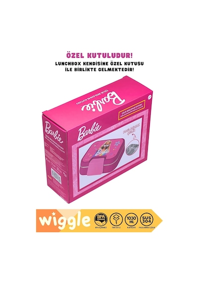 Bento 1030ml Lunchbox Barbie Temalı Lisanslı Tek Katlı 2 Bölmeli Paslanmaz Çelik Sefer Tası Yemek Kutu Çok Renkli