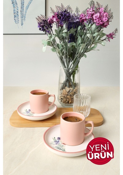 Keramika Elegant Blossoms Pembe Kahve Takımı 4 Parça 2 Kişilik 21
