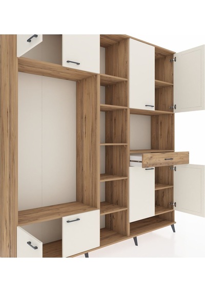 Hyperion Dolap 12 Raflı Tek Çekmeceli 8 Kapaklı 220x44x243 Çam-aytaşı/çam Çok Renkli Hyperion Dolap 12 Raflı Tek Çekmeceli 8 Kapaklı 220x44x243 Çam-aytaşı/çam Çok Renkli