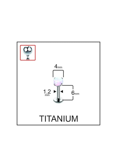 %100 G23 Titanyum Titanyum Beyaz Opal Taşlı Kıkırdak Tragus Labret Piercing Gümüş - Şeffaf
