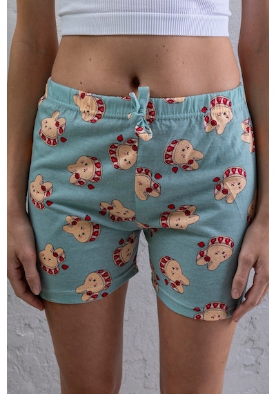 Giysa Kadın Beli Lastikli Desenli Şort Pijama Altı Soluk Mavi - 2027 Açık Mavi Giysa Kadın Beli Lastikli Desenli Şort Pijama Altı Soluk Mavi - 2027 Açık Mavi