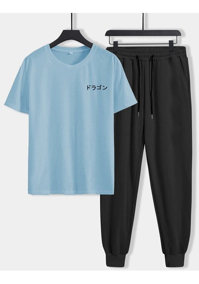 Mavi T-shirt Siyah Eşofman Altı Jogger- Baskılı Alt Üst Eşofman Takım Oversize Bisiklet Yaka Mavi Mavi T-shirt Siyah Eşofman Altı Jogger- Baskılı Alt Üst Eşofman Takım Oversize Bisiklet Yaka Mavi