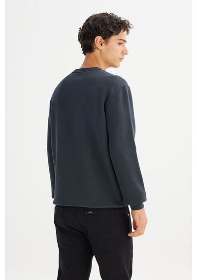 Lee Regular Fit Normal Kesim Bisiklet Yaka İçi Polarlı Antrasit Sweatshirt Gri