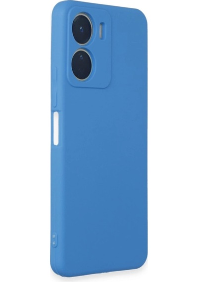 Vivo Y16 Kılıf First Silikon - Mavi Düz Renkli